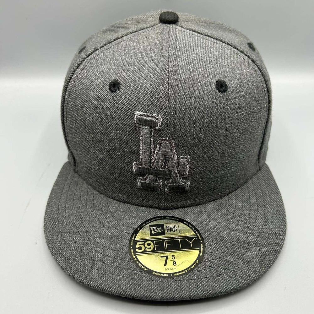 Los Angeles LA Dodgers MLB Hat Men 7 5/8 Black 59Fifty New Era Fitted Cap